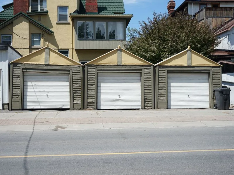 Illustration showing an earlier garage-door style